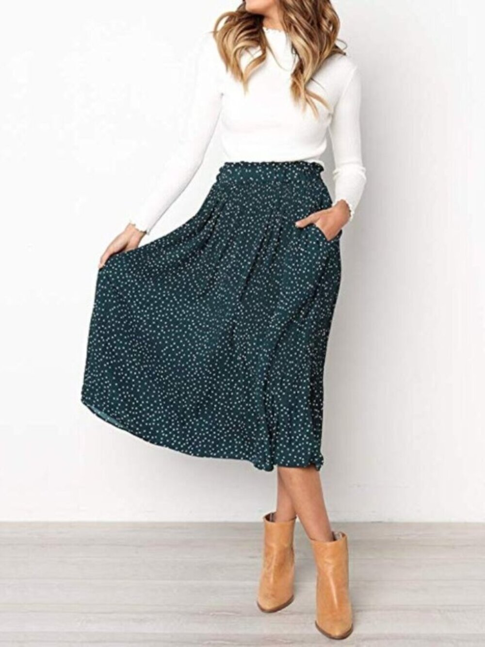 Exlura Polka Dot Midi Skirt, Size L